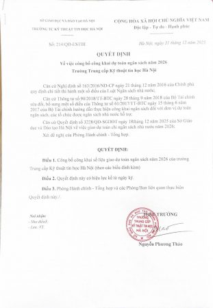 QUYẾT ĐỊNH VỀ VIỆC CÔNG BỐ CÔNG KHAI DỰ TOÁN NGÂN SÁCH NĂM 2026 QUYẾT ĐỊNH VỀ VIỆC CÔNG BỐ CÔNG KHAI DỰ TOÁN NGÂN SÁCH NĂM 2026